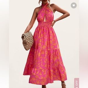 Pink & Orange Halter Dress